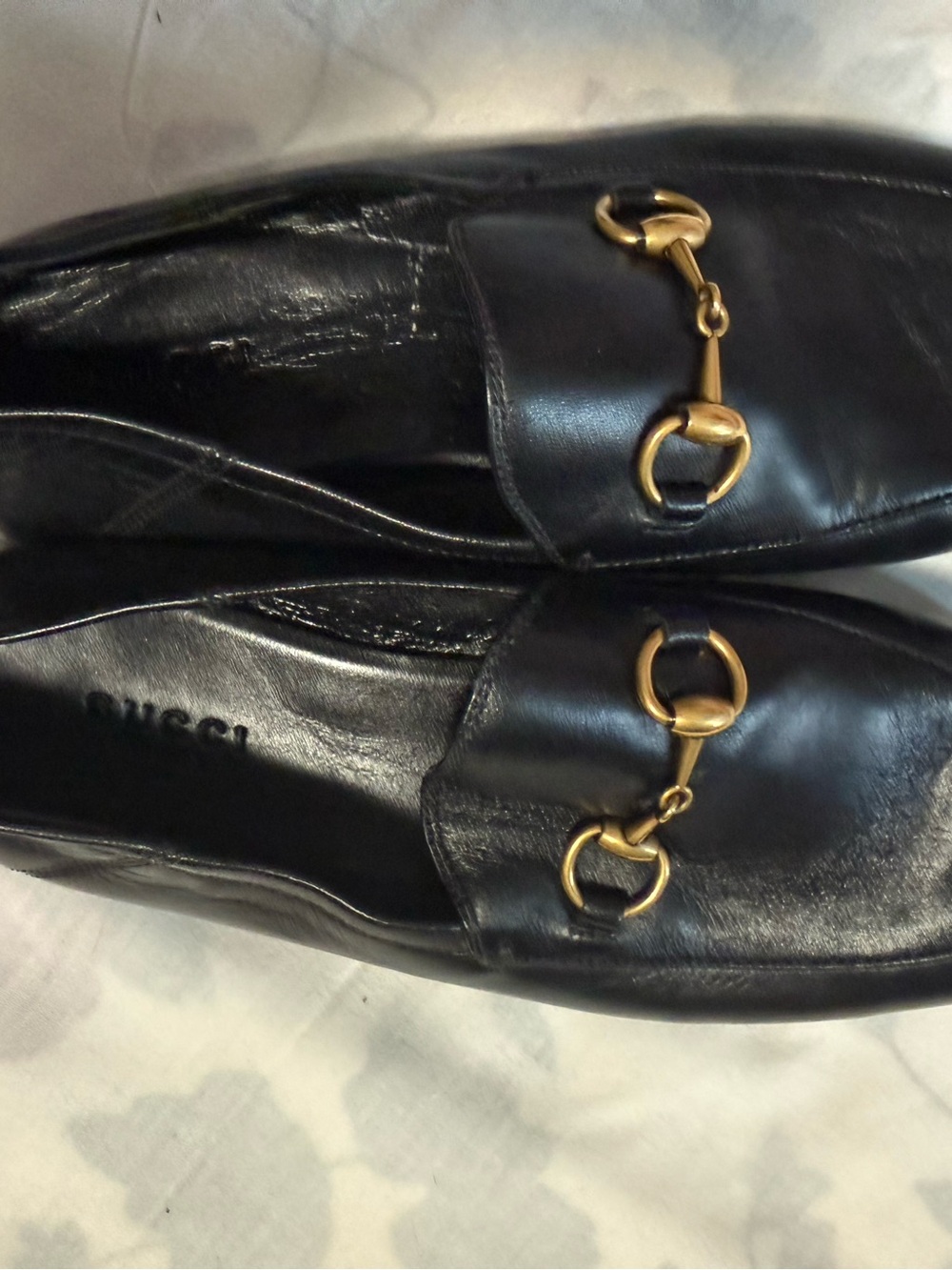 Gucci Black Leather Horsebit Loafers with Gold Hardware